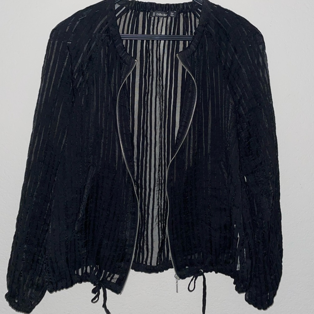 Zara Zip-up Bomber Jacket with drawstring.